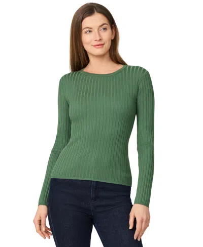 Melissa Paige Women's Crewneck Ribbed-knit Sweater In Green