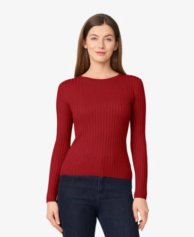 Melissa Paige Women's Crewneck Ribbed-knit Sweater In Red