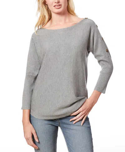 Melissa Paige Women's Dolman-sleeve Buttoned-sleeve Sweater In Heather Grey
