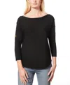 Melissa Paige Womens Solid Viscose Pullover Top In Jet Black
