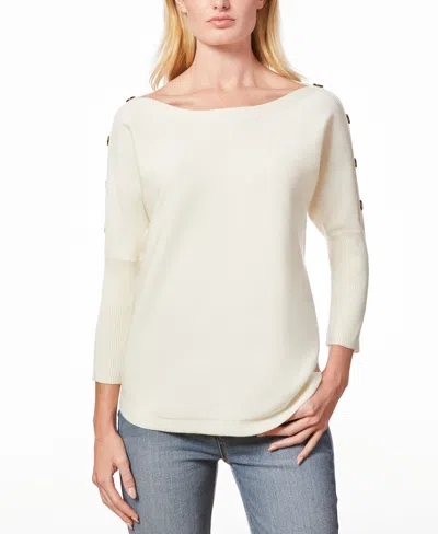 Melissa Paige Women's Boat-neck Chevron-stitch Dolman-sleeve Sweater In Papyrus