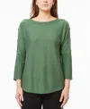 Melissa Paige Womens Button Knit Pullover Sweater In Green