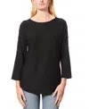Melissa Paige Womens Solid Viscose Pullover Top In Jet Black