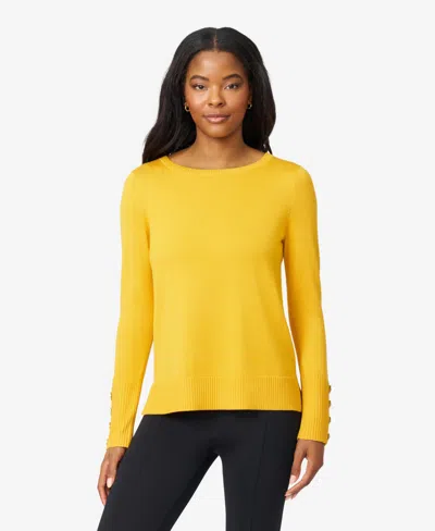 Melissa Paige Women's Fine Gauge Boat-neck Buttoned-cuff Sweater