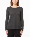 Melissa Paige Womens Button Rayon Blouse In Charcoal Grey