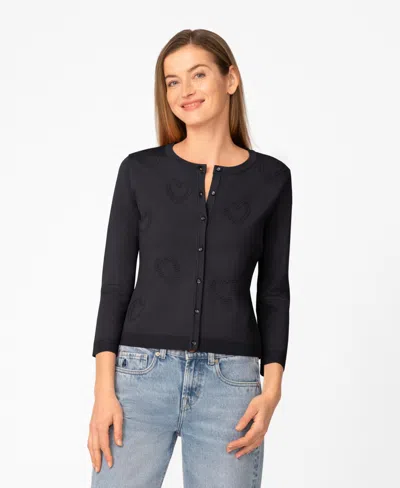 Melissa Paige Women's Heart Stitch Button Cardigan Sweater In Blue