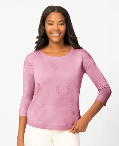Melissa Paige Women's Heart Textured Hi-low Sweater, Macy's Exclusive In Pink