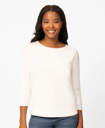 Melissa Paige Women's Heart Textured Hi-low Sweater, Macy's Exclusive In White