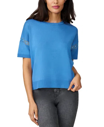 Melissa Paige Women's Lace-inset Short-sleeve Sweater In Riverside