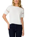 Melissa Paige Women's Lace-inset Short-sleeve Sweater In Snow White