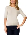 Melissa Paige Women's Lace-panel Elbow-sleeve Sweater, Regular & Petite In Pumice Stone