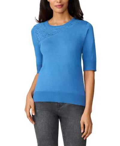 MELISSA PAIGE WOMEN'S LACE-PANEL ELBOW-SLEEVE SWEATER