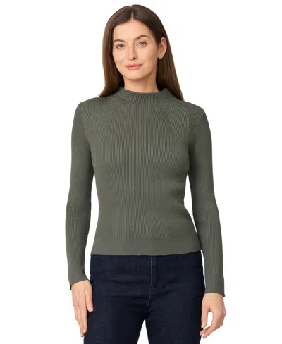 Melissa Paige Women's Mock-neck Rib-knit Sweater In Green