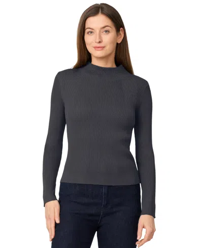 Melissa Paige Women's Mock-neck Rib-knit Sweater In Gray