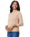 Melissa Paige Women's Mock-neck Side-zip Sweater In Neutral