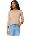 Melissa Paige Women's Ottoman-rib 3/4-sleeve Crewneck Cardigan In Brown
