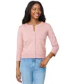 Melissa Paige Women's Ottoman-rib 3/4-sleeve Crewneck Cardigan In Pink