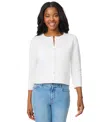 Melissa Paige Women's Ottoman-rib 3/4-sleeve Crewneck Cardigan In White