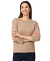 Melissa Paige Women's Ottoman-rib Crewneck 3/4-sleeve Sweater In Neutral