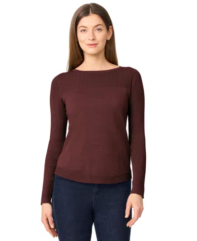 Melissa Paige Women's Petite Boat Neck Long-sleeve Sweater In Brown