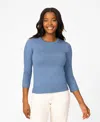 Melissa Paige Women's Pointelle 3/4-sleeve Sweater In Blue