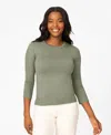 Melissa Paige Women's Pointelle 3/4-sleeve Sweater In Gray