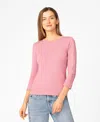 Melissa Paige Women's Pointelle 3/4-sleeve Sweater In Pink