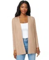Melissa Paige Petite Pointelle Open-front Cardigan Sweater In Brown