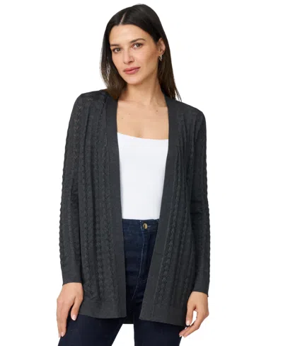 Melissa Paige Women's Pointelle Open-front Cardigan In Gray