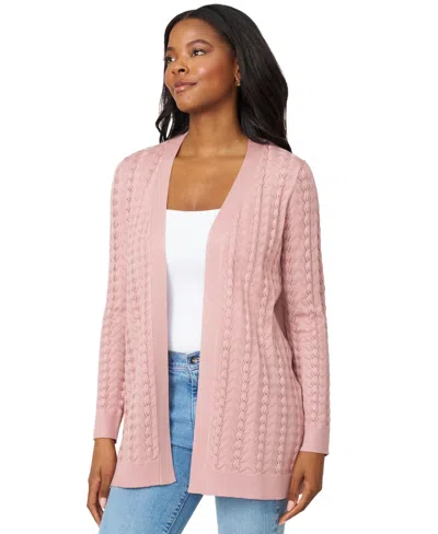 Melissa Paige Women's Pointelle Open-front Cardigan In Pink