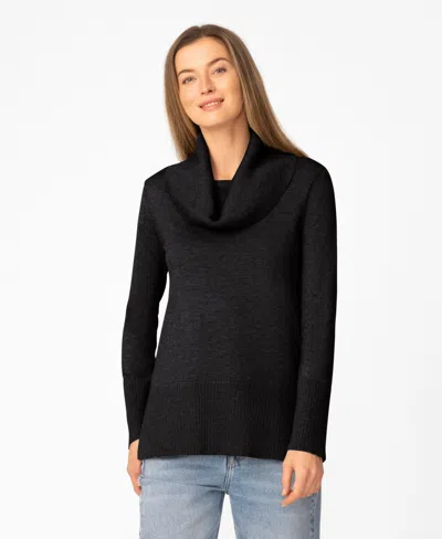 Melissa Paige Women's Rib Cowl Neck Tunic Sweater In Black