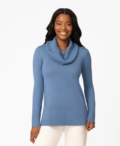 Melissa Paige Women's Rib Cowl Neck Tunic Sweater In Blue