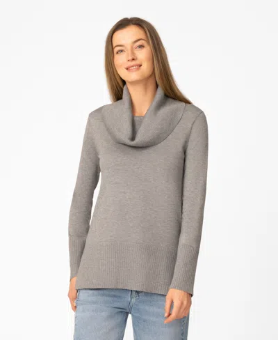 Melissa Paige Women's Rib Cowl Neck Tunic Sweater In Gray