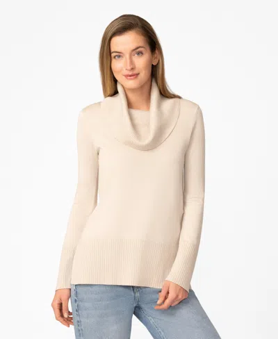 Melissa Paige Women's Rib Cowl Neck Tunic Sweater In Gray