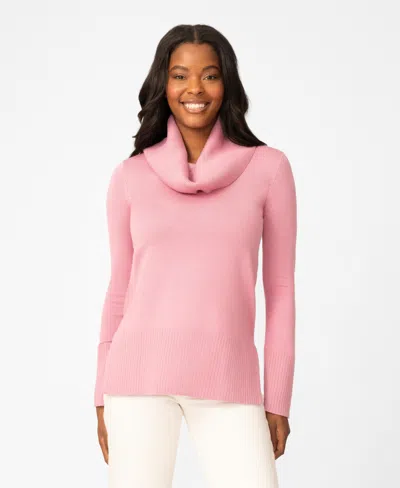 Melissa Paige Women's Rib Cowl Neck Tunic Sweater In Pink