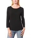 Melissa Paige Petite Crewneck Rib-knit Long-sleeve Sweater In Jet Black