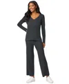 Melissa Paige Women's Ribbed-knit V-neck Tunic & Pant Sweater Set In Gray