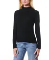 Melissa Paige Womens Solid Rayon Mock Turtleneck Sweater In Jet Black
