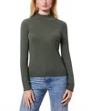 Melissa Paige Womens Solid Rayon Mock Turtleneck Sweater In Olive