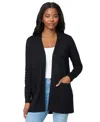 Melissa Paige Womens Ribbed Open Front Long Cardigan Pxs 3x In Black