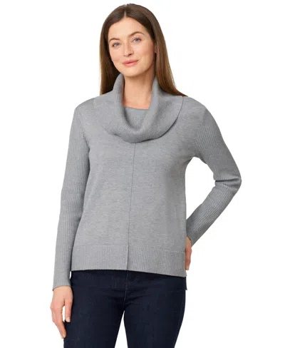 Melissa Paige Women's Ribbed Stitch Cowl-neck Sweater In Gray