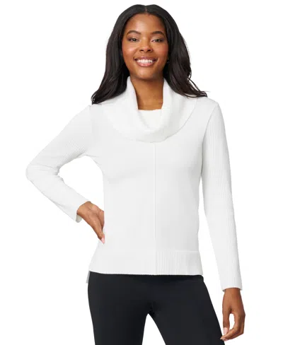 Melissa Paige Women's Ribbed Stitch Cowl-neck Sweater In White