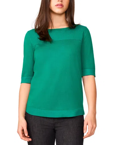 Melissa Paige Women's Ribbed-yoke Elbow-sleeve Sweater, Regular & Petite In Pepper Green