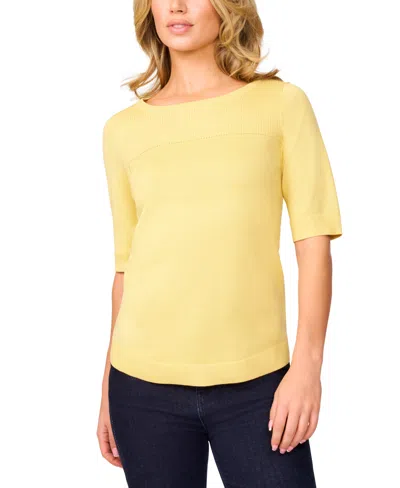 Melissa Paige Women's Ribbed-yoke Elbow-sleeve Sweater, Regular & Petite In Pineapple Slice