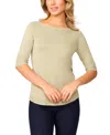 Melissa Paige Women's Ribbed-yoke Elbow-sleeve Sweater, Regular & Petite In Neutral