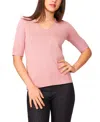 Melissa Paige Women's Rolled V-neck Elbow-sleeve Sweater, Regular & Petite In Cashmere Blush