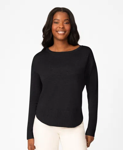 Melissa Paige Women's Round Hem Pull-on Sweater In Black