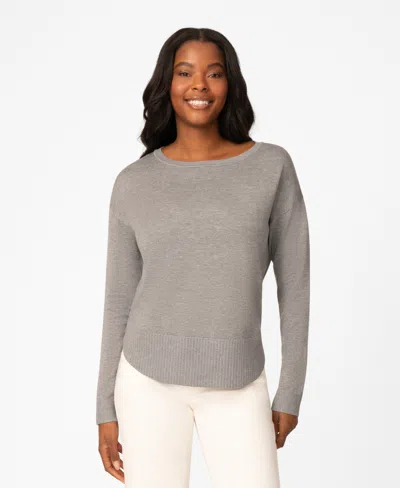 Melissa Paige Women's Round Hem Pull-on Sweater In Gray