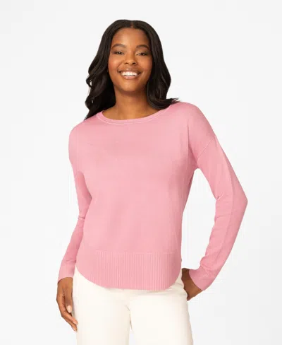 Melissa Paige Women's Round Hem Pull-on Sweater In Pink
