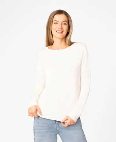 Melissa Paige Women's Round Hem Pull-on Sweater In White